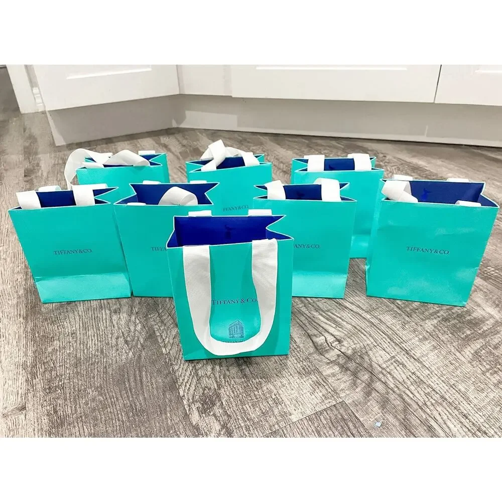 8 PCS Tiffany & Co. Small Blue Paper Bird On Rock Shopping Gift Bags 6x5x3
